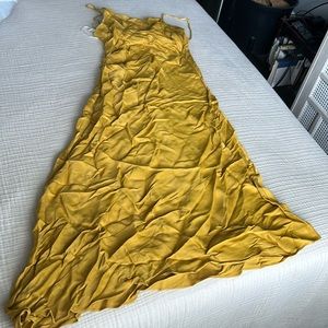 Zara silky golden yellow XL long dress